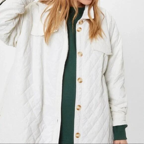 NWT JCL design in Paris Quilted Cream Longline Belted Jacket Size Medium - Picture 3 of 4